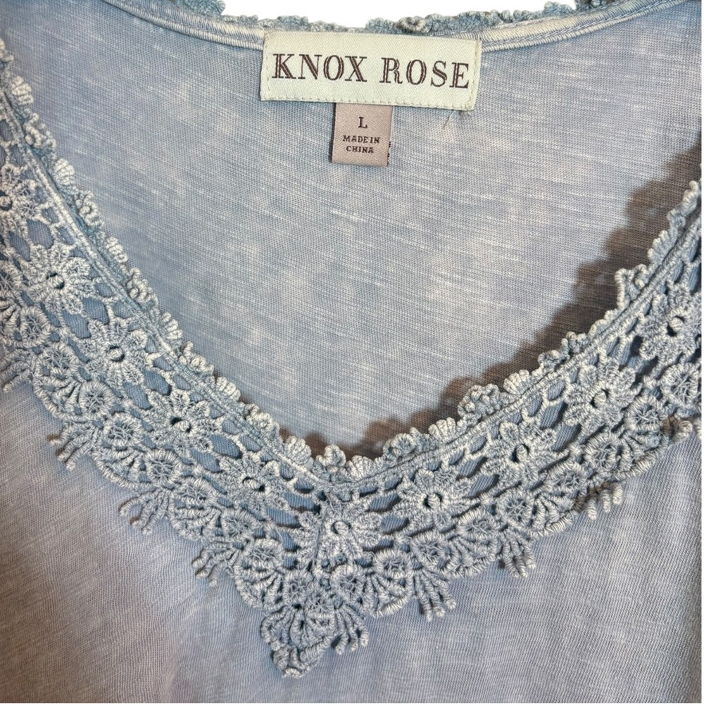 Knox Rose Blue Asymmetrical Embellished Tank Top - Picture 8 of 8